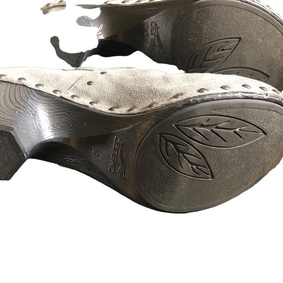 Dansko Nori Gray Suede Studded Slip In Heels 39/ 8.5-9 Round Toe Classic Style - Picture 3 of 8